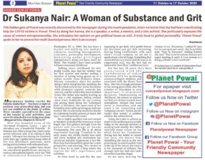 Featured Dr. Sukanya Iyer in Planet Powai